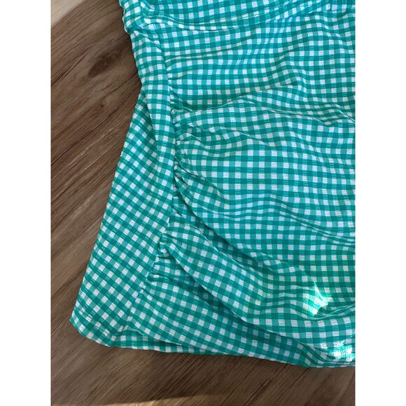 NWT Draper James Green Gingham Seersucker Twist Bandeaukini Tankini Top Size S - Picture 5 of 8